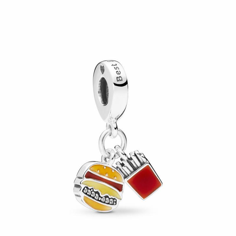 Pandora Australia Burger & Fries Dangle Charm - Sterling Silver | FQYTRP872